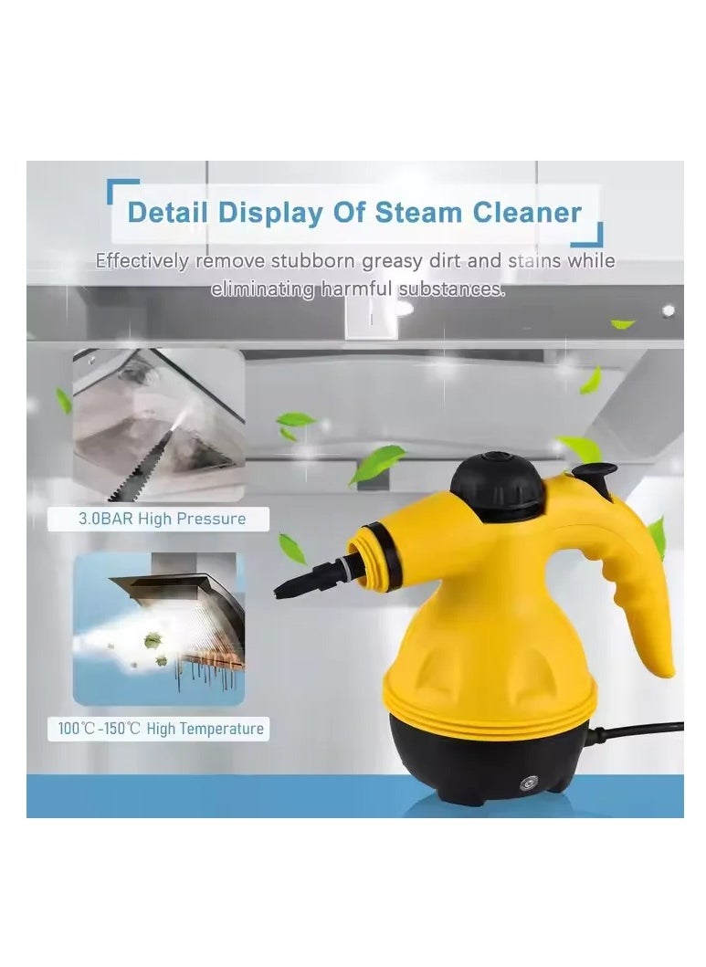 1000W Handheld Steam Cleaner – Portable Steam Vacuum for Grease, Stains & Deep Cleaning – Multi-Use Steamer for Kitchen, Bathroom & Windows – Includes 8 Nozzles