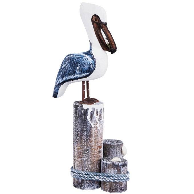 NAUTICAL PELICANS FIGURINEBEACH DECOR WOOD CARVING ART COASTAL BIRD STATUE HOME ORNAMENTS VINTAGE CREATIVE INDOOR DECORATIONS FOR BATHROOM OFFICE DINING ROOM