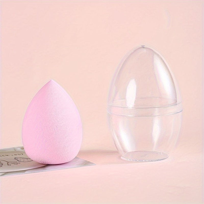 Light Beige Makeup Sponge Set With Storage Box And 2 Puff Sets For Daily Use - Image 2