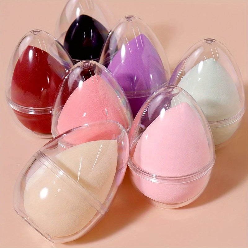 Light Beige Makeup Sponge Set With Storage Box And 2 Puff Sets For Daily Use - Image 1