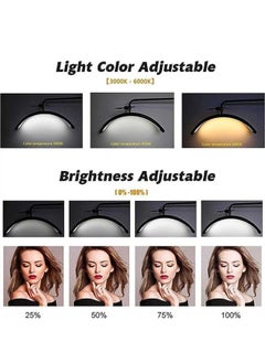 General Floor LED Video Light  Beauty Floor Moon Lamp 3000K-6000K Dimmable Makeup Artist Salon Floor Light with Phone Holder and Base Stand with remote control  Black Energy Saving and Durable  - Image 4