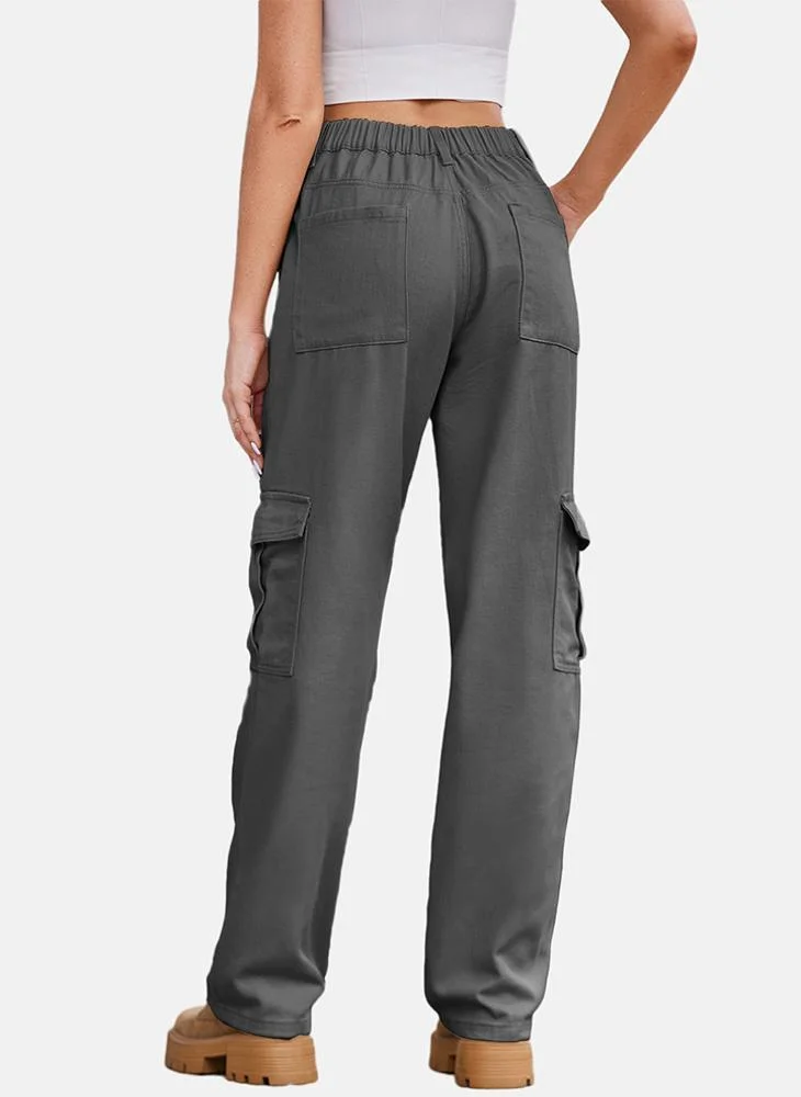 يونيكي Grey Regular Fit Mid Rise Plain Cargo Pant