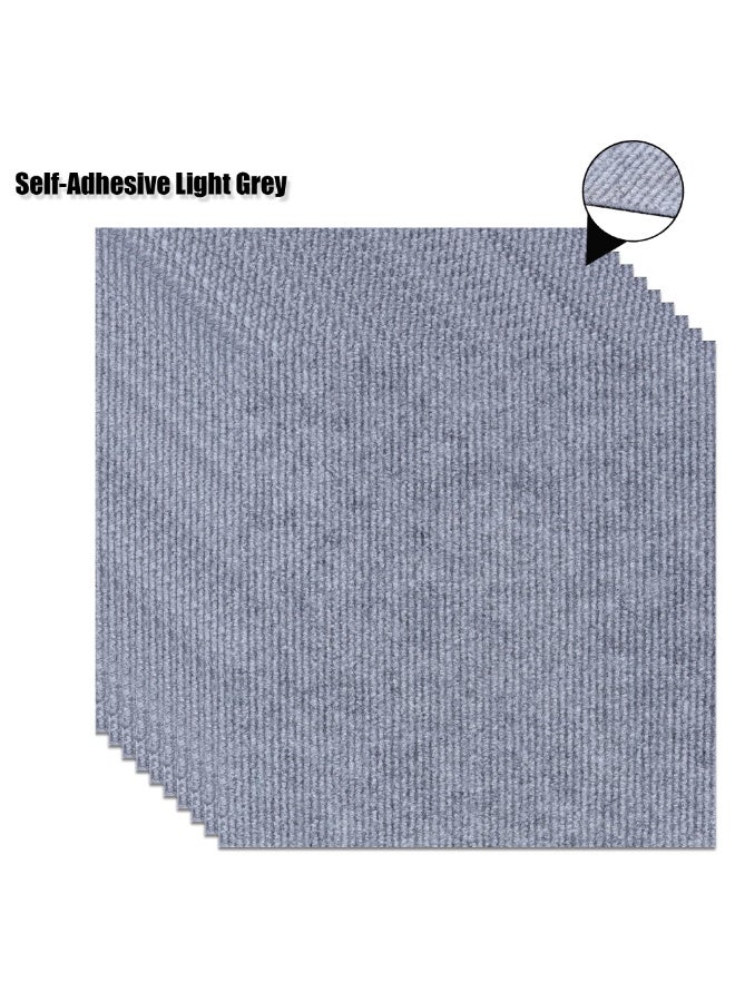 10-Piece Self-Adhesive Light Grey Carpet Tiles – 60 x 60cm Durable Square Flooring – Anti-Slip Peel and Stick Carpet Squares for Office, Living Room & Bedroom - Image 1