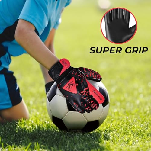 BEAST RAGE Goalkeeper Gloves for Kids Support Grip Youth Football Glove Kid Junior Soccer Glove for Kid 6-15 Men Adult Boys Football Gloves (Red, Size 7 for (S/M Adult)) - Image 5