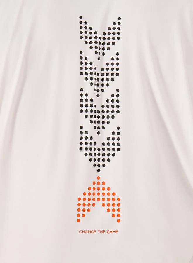 Styli Graphic Print Mesh Insert Raglan Sleeves Slim Fit T-Shirt
