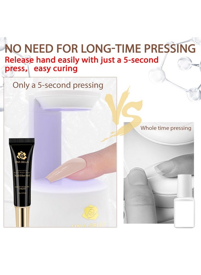 UNA GELLA - Soft Gel Nail Tips Glue Gel Solid Nail Glue Gel 15Ml Lamp Curing Needed Solid Soak Off Glue Super Strong Nail Glue Gel For Acrylic Nails Extension Fake Nails Press On Nails - Image 1
