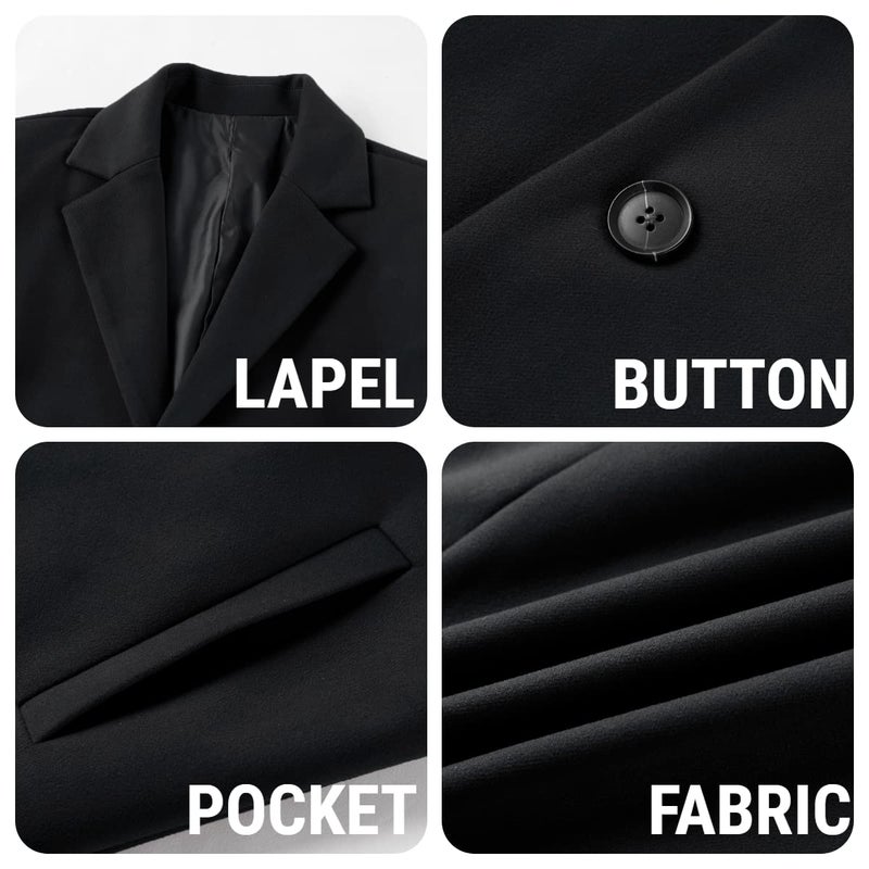 PASLTER Mens Trench Coat Slim Fit Notched Collar Fall Winter Single Breasted Pea Coat Warm Soft Overcoat - Image 5