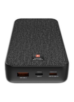 SWISS MILITARY 20000mAh Power Bank (Cable Included) - 20W PD Fast Charging, USB-C & USB-A Ports, LED Indicator, Overcharge Protection for iPhone, Samsung, iPad, Android Tablets - Black  - Image 2