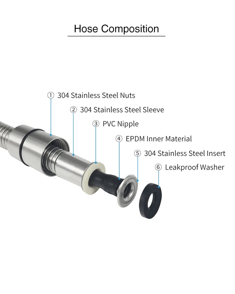 PHASAT Shower Hose,157 Inches Extra Long Shower Hose Replacement,304 Stainless Steel Shower Head Hose Extension Brushed Nickel,A3107N-4.0 - Image 4