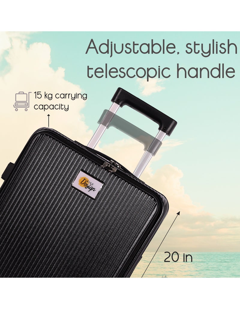 بيج ديزاين حقيبة سفر محمولة من Biggdesign Moods Up مع عجلات دوارة، حامل أكواب، منفذ USB ونظام قفل TSA بسعة 20 بوصة باللون الأسود - Image 3