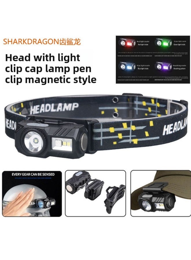 Generic Cross-border New Induction Headlight USB Charging Digital Electric Display Outdoor Running Cycling Fishing Lightweight LED Headlight 