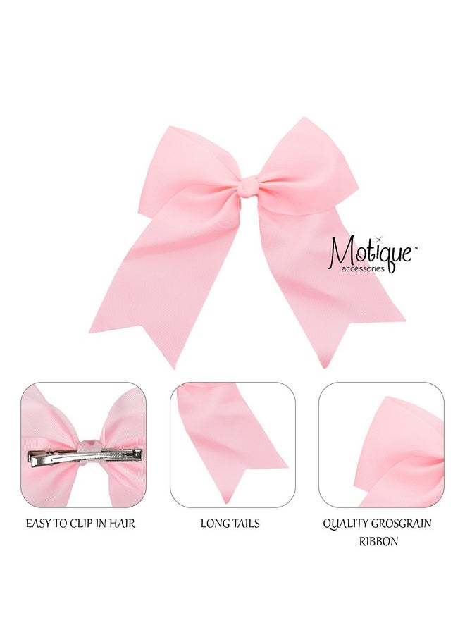 Motique Accessories Light Pink Jumbo Bow Clip With Tails  - Image 3