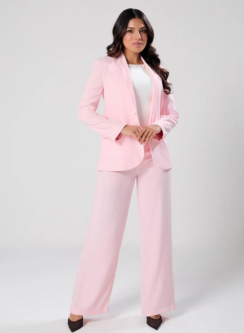Zigzag  Over Sized Formal Blazer- Pastel Pink for Women | Best Price UAE