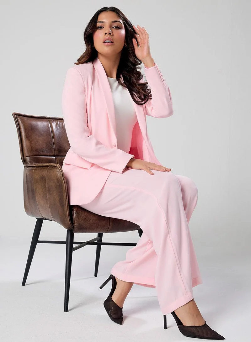 Zigzag  Over Sized Formal Blazer- Pastel Pink for Women | Best Price UAE