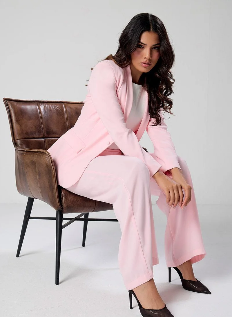 Zigzag  Over Sized Formal Blazer- Pastel Pink for Women | Best Price UAE