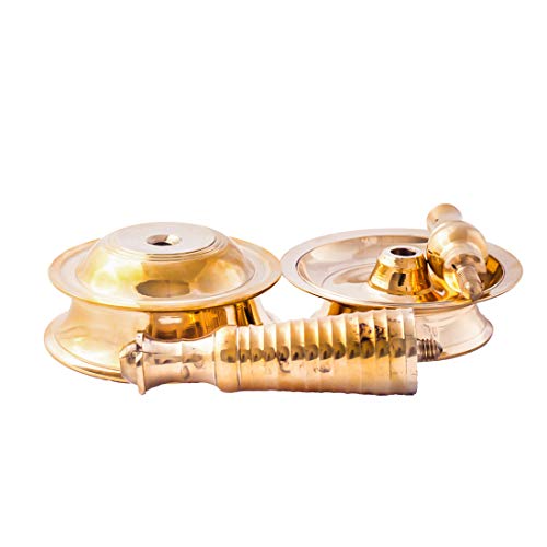 ROLIMOLI Pure Brass Kerala Samay Diya Nilavilakku Traditional Oil Lamp South Indian Style Diwali Puja Decorative Lamp (Gold, 5 Inch) - Image 4