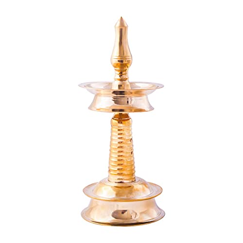 ROLIMOLI Pure Brass Kerala Samay Diya Nilavilakku Traditional Oil Lamp South Indian Style Diwali Puja Decorative Lamp (Gold, 5 Inch) - Image 5