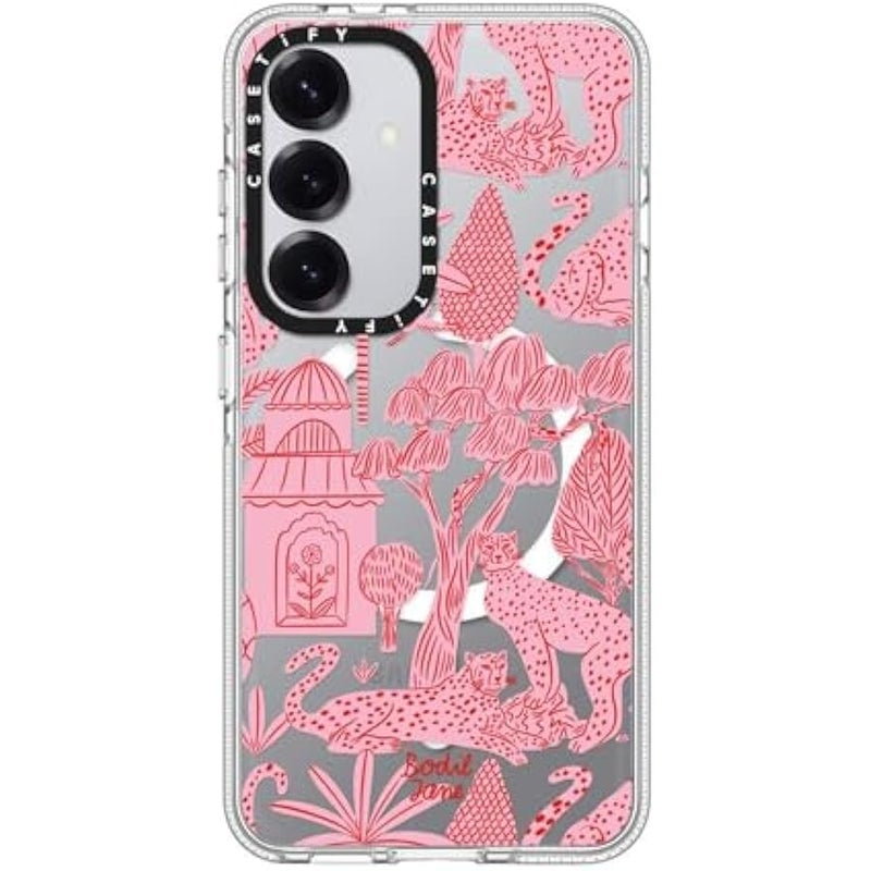 Casetify Magnetic Clear Galaxy S25 Case 【Compatible with Magsafe】 - Cheetah Paradise Pink - Image 1