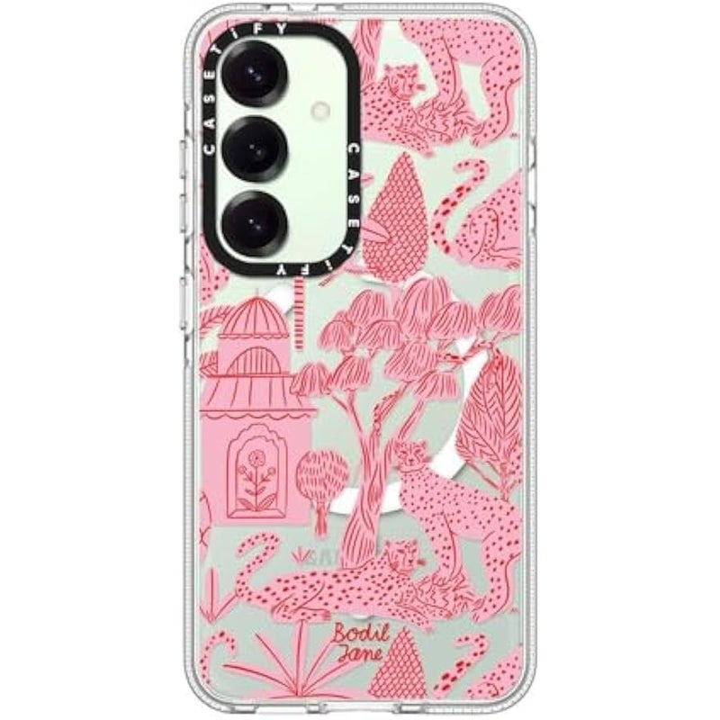 Casetify Magnetic Clear Galaxy S25 Case 【Compatible with Magsafe】 - Cheetah Paradise Pink - Image 3