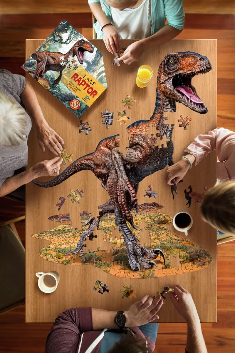 Madd Capp Raptor 100 Piece Jigsaw Puzzle for Ages 6 and Up - 4016 - Unique Animal-Shaped Border, Poster Size When Completed, Oversized Puzzle Pieces for Easy Handling, Includes Educational Fun Facts - Image 5