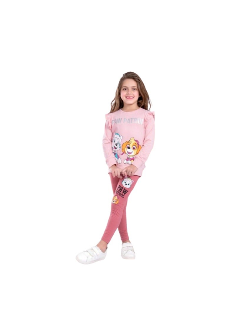 Girls' set of pink T-shirt and cashmere pants - Image 1