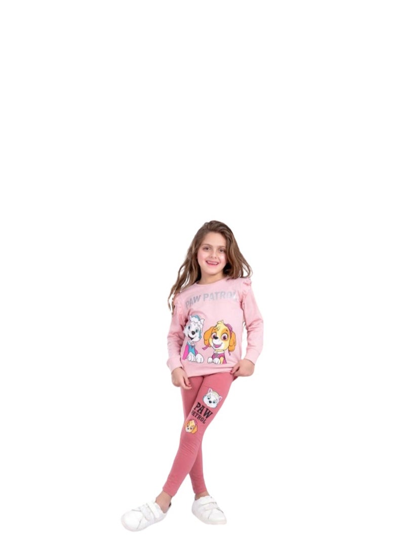 Girls' set of pink T-shirt and cashmere pants - Image 2
