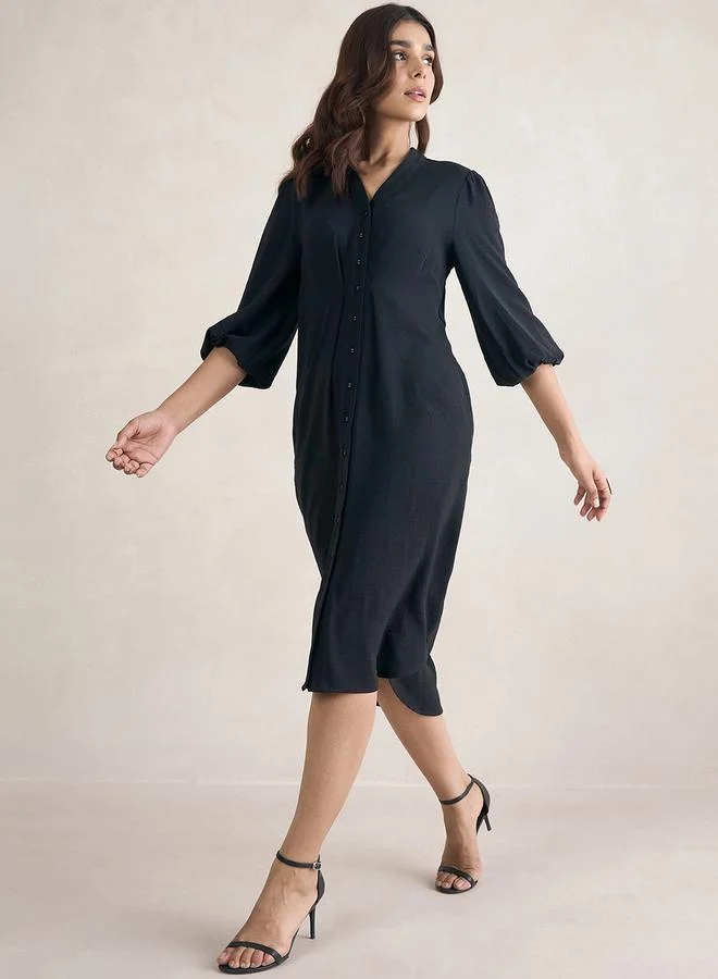 Femmella Femmella Balloon Sleeve Button Down Midi Dress