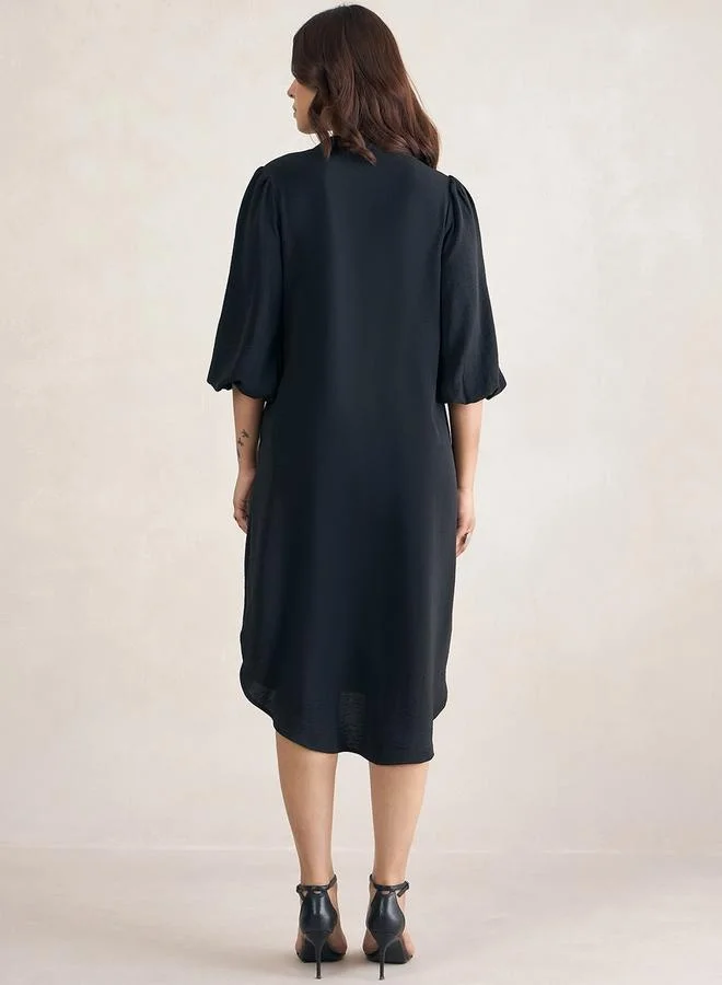 Femmella Femmella Balloon Sleeve Button Down Midi Dress