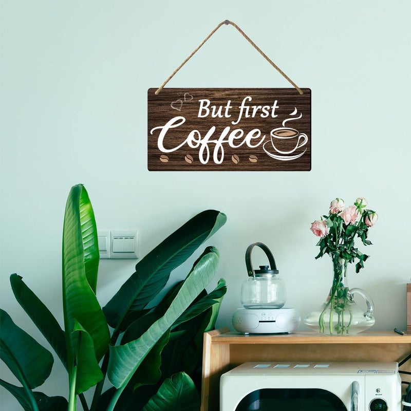 tosles Coffee Kitchen Decor But First Coffee Sign Coffee Bar Signs Coffee Wall Art Wood Sign For Coffee Station Decor Coffee Decorations 6 x 12 Inch - Image 3