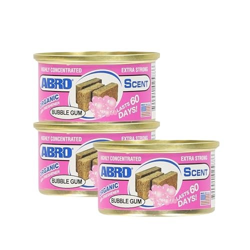 Abro معطرات هواء السيارات ABRO: معطر هواء معلب، مقاوم للتسرب للمنزل أو المكتب أو ملحقات السيارة الداخلية، يدوم حتى 60 يومًا - عبوة 3 برائحة العلكة - Image 1