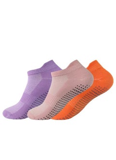 Generic Multi-colored girls yoga socks, 6 pairs，one size, perfect for all yoga, Pilates, ballet....    (Bright orange/lotus pink/black/light grey/white/purple)  - Image 4