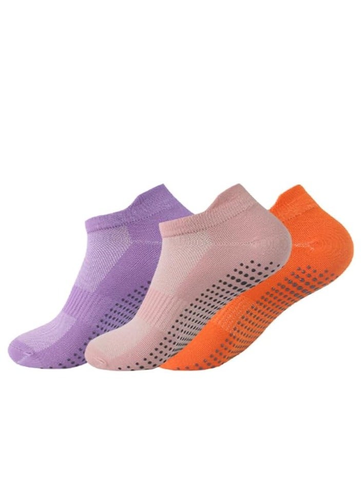 Generic Multi-colored girls yoga socks, 6 pairs，one size, perfect for all yoga, Pilates, ballet....    (Bright orange/lotus pink/black/light grey/white/purple)  - Image 4