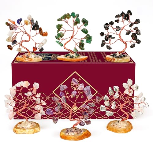 Crystal Tree for Positive Energy 7 Chakra Stones and Healing Crystals Tree of Life Money Bonsai Trees Feng Shui Dcor for Home and Office Desk Decoration Spiritual  Good Luck Gifts Set of 6 Trees