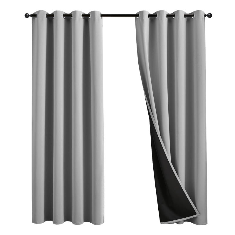 JSFLY 100 Blackout Curtains 84 inch Length for Bedroom Thick Noise Reduction Thermal Insulated Grommet Window Drapes Room Darkening Curtains for Living Room 2 Panels 52x84 inchesLight Gray