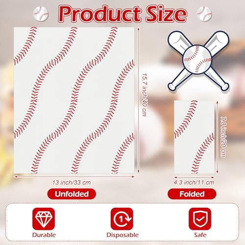 Kochorie 96 Pieces Baseball Napkins 78 x 43 Inches Paper Baseball Party Decorations Disposable Baseball Themed Party Supplies Baseball Pattern Cocktail Napkins for Baseball Party Sports Birthday - Image 5