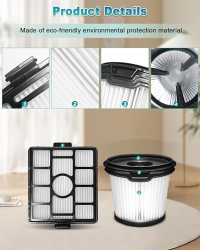 Janedtcyy BU3523 BU3521 BU3120 HEPA Filter Replacement Compatible with Shark BU3521 Clean Lightweight Cordless Stick Cleaner, Shark BU3523 Clean and Empty Cordless Stick Vacuum and Auto Empty System (2 Pack) - Image 4
