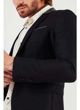 THE KOOPLES Men Regular Fit Solid Formal Blazer, Black  - Image 3