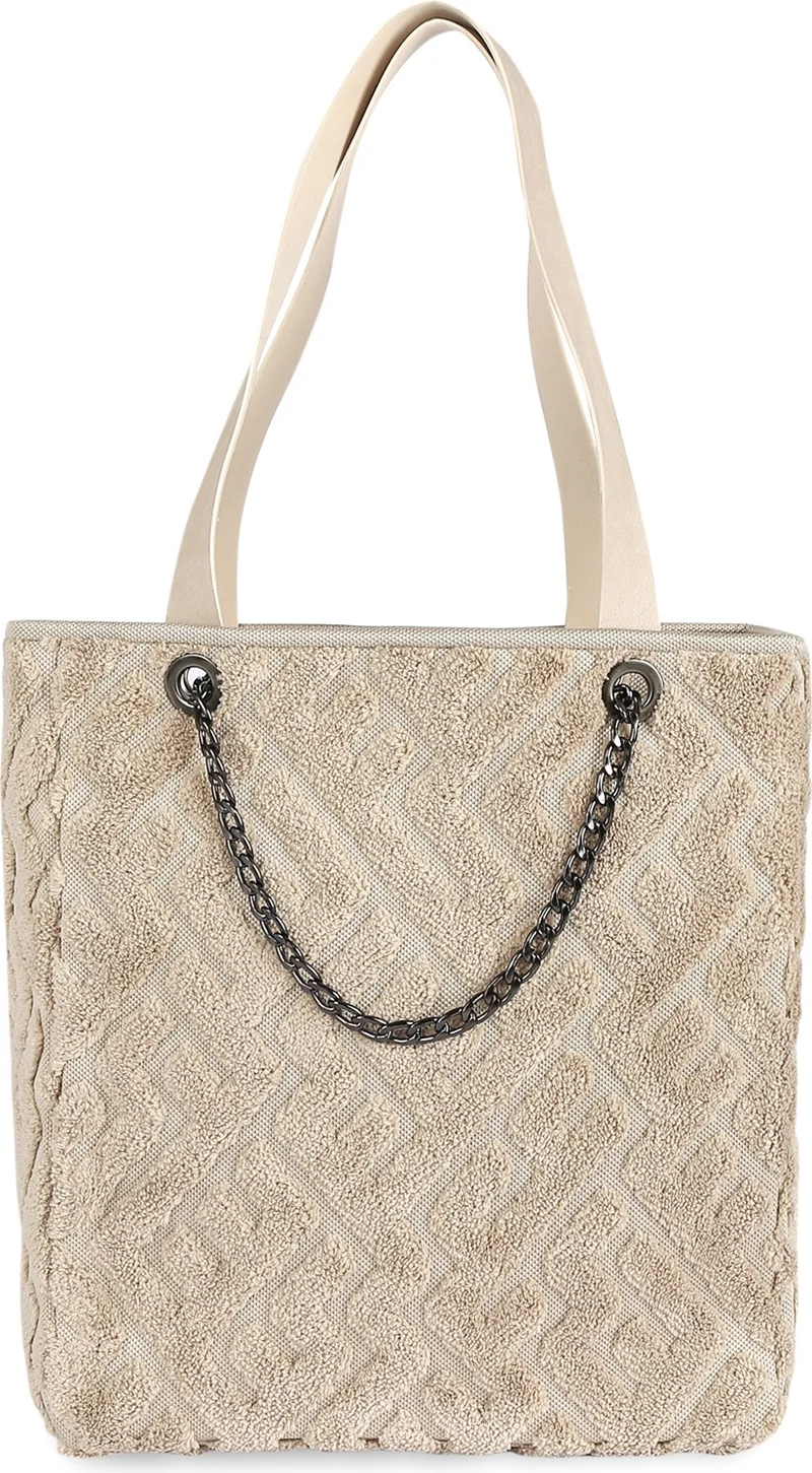 Hamur Dough Women's Fabric Hand and Shoulder Bag Maze Natural Fur Plush Knitted Handbag