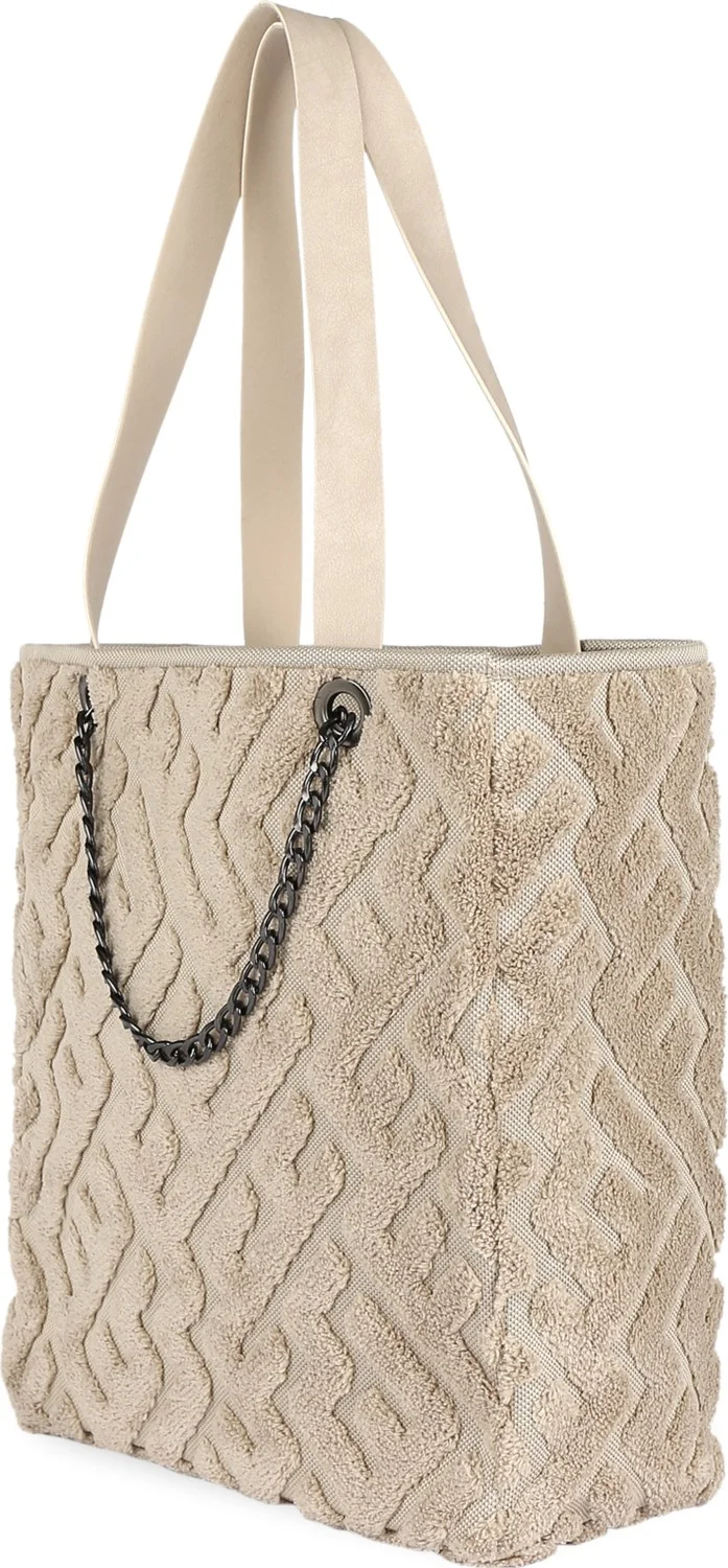 Hamur Dough Women's Fabric Hand and Shoulder Bag Maze Natural Fur Plush Knitted Handbag