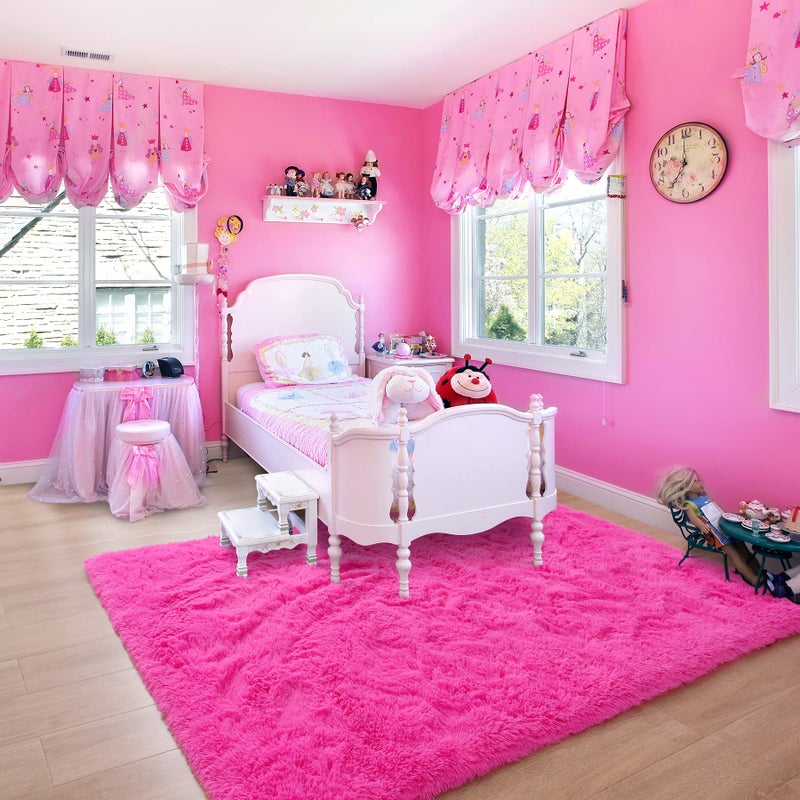 Noahas Fluffy Hot Pink Rugs for Bedroom Girls,Door Mat Indoor Entrance,2x3 Shaggy Small Non-Slip Entryway Entry Area Rugs,Soft Plush Bedside Throw Kids Carpet Home Decor - Image 5