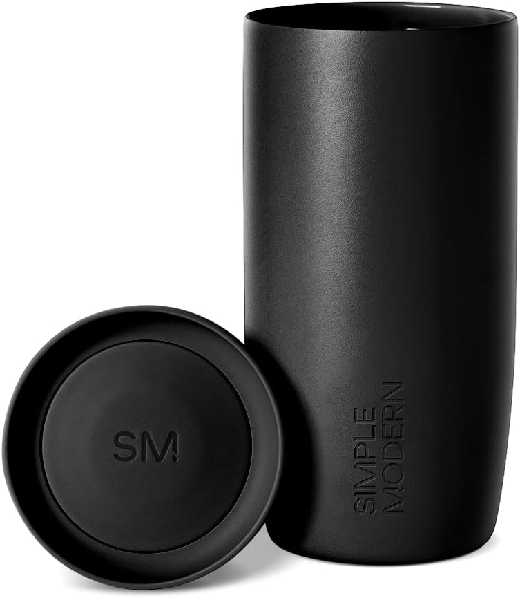 Simple Modern Travel Coffee Mug Tumbler with 360° Lid | Reusable Insulated Stainless Steel Cold Brew Iced Coffee Cup Thermos | Gifts for Women Men Her Him | Voyager Signature | 16oz | Midnight Black - Image 1