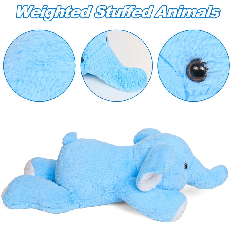JellyMallow 5lbs 24in Elephant Weighted Stuffed Animals Weighted Stuffed Animal Elephant Pillows Plushies Gifts for Kids and AdultsBlue - Image 3