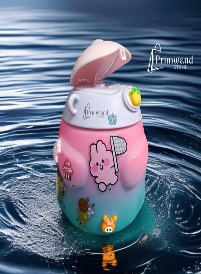Primwand زجاجة ماء للأطفال من بريمواند بتصميم كاواي - كوب شرب مانع للتسرب برسومات كرتونية لطيفة - خالٍ من مادة BPA، محمول وخفيف الوزن مع حزام - مثالي للمدرسة والسفر والاستخدام الخارجي - Image 5