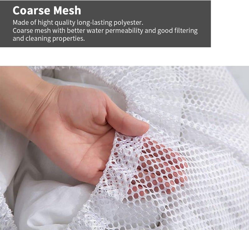 Laundry Bags Mesh Large Washing Bags for Delicates 2 Pack, 60 * 80 cm with Drawstring, Coarse Net Wash Bag for Washing Machine White - Image 3