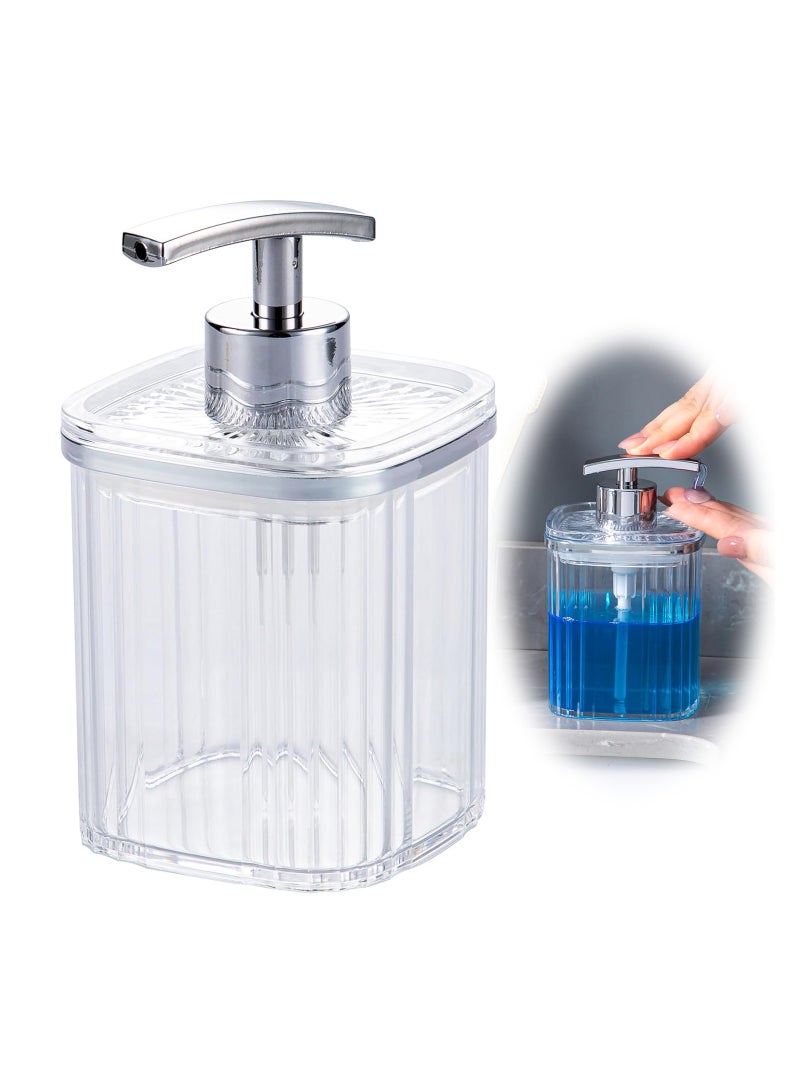 Zikra موزع صابون يدوي 15 أونصة من الأكريليك الشفاف لموزع الصابون السائل زجاجات مضخة الأكريليك البلاستيكية القابلة لإعادة التعبئة لموزع اللوشن لتزيين الحمام والمطبخ وسكن الطلاب - Image 1