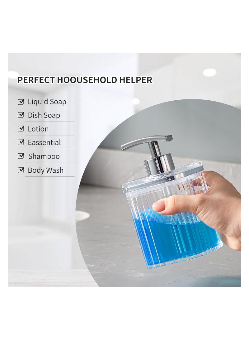 Zikra موزع صابون يدوي 15 أونصة من الأكريليك الشفاف لموزع الصابون السائل زجاجات مضخة الأكريليك البلاستيكية القابلة لإعادة التعبئة لموزع اللوشن لتزيين الحمام والمطبخ وسكن الطلاب - Image 4