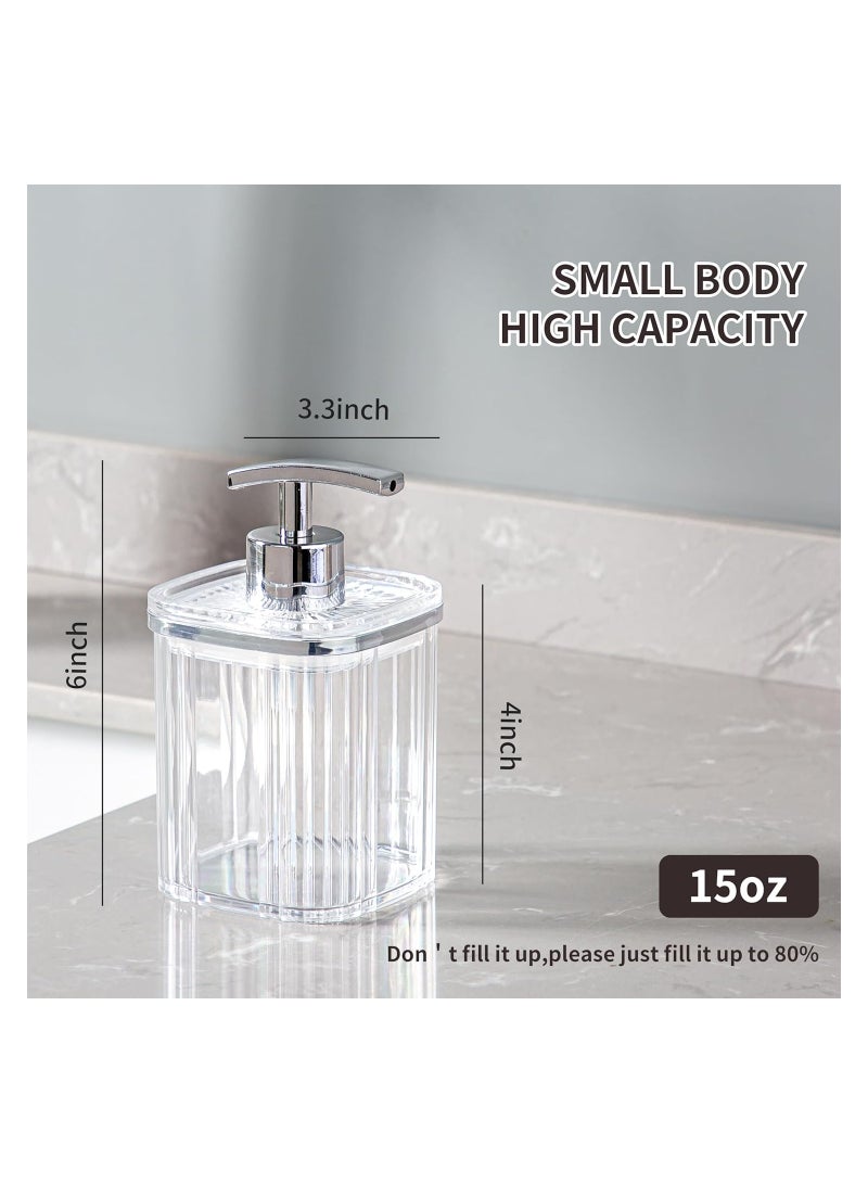 Zikra موزع صابون يدوي 15 أونصة من الأكريليك الشفاف لموزع الصابون السائل زجاجات مضخة الأكريليك البلاستيكية القابلة لإعادة التعبئة لموزع اللوشن لتزيين الحمام والمطبخ وسكن الطلاب - Image 5