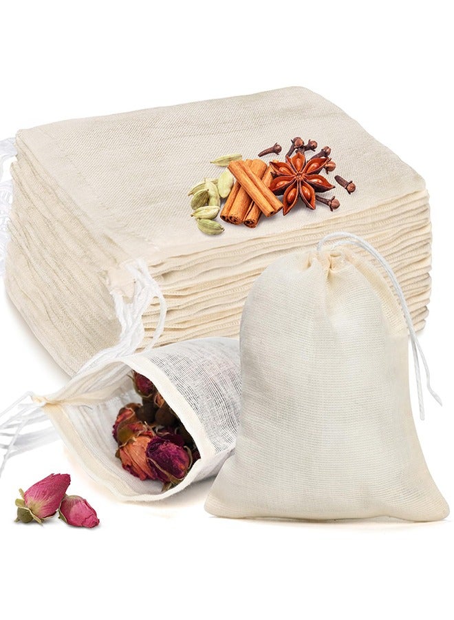 20 Pcs Muslin Bags with Drawstring, DIY Craft Gift Bags with Double Drawstring , Reusable Tea Bags, Spice Bags for Cooking Soup, Herb, Loose Leaf Tea, Natural Cotton Cheese Cloth Bag for Straining, Sachet Bags Empty - Image 1