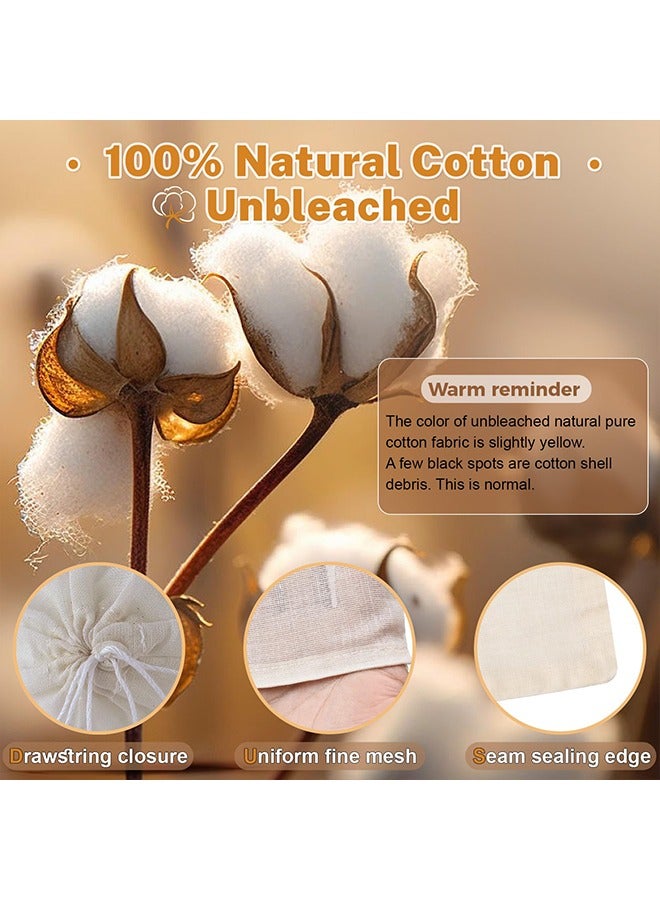 20 Pcs Muslin Bags with Drawstring, DIY Craft Gift Bags with Double Drawstring , Reusable Tea Bags, Spice Bags for Cooking Soup, Herb, Loose Leaf Tea, Natural Cotton Cheese Cloth Bag for Straining, Sachet Bags Empty - Image 4