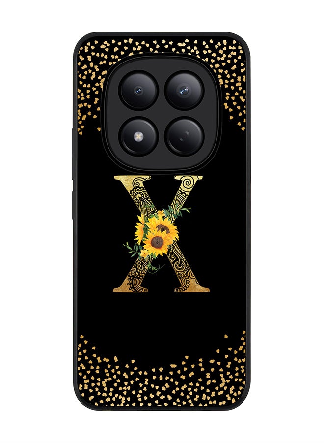For Xiaomi Redmi Note 15 Pro 4G Case,Slim fit Camera Protection, Shockproof Thin Phone cover  - Custom Floral Monogram - X ( Black )